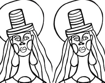 Digital Face Stamp: Printable Art for Collage, Cardmaking (PDF)