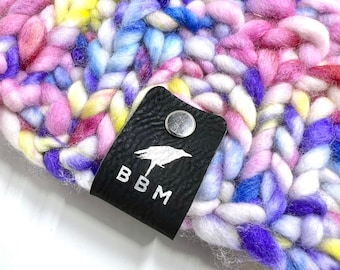 Custom Faux Leather Tags with Rivets / NO SEW Personalized Tags for Handmade Items / Business Labels for Knitting and Crocheting