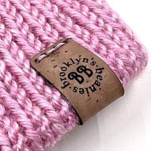 Faux Leather Custom Washable Tags / Sew-on Vegan Cork Leather Labels / Fold-Over Labels / Knit Labels / Crochet Labels / Leatherette Labels
