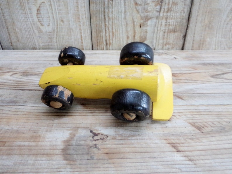 Vintage Wooden Car Old Sports Car Toy Yellow Car Etsy