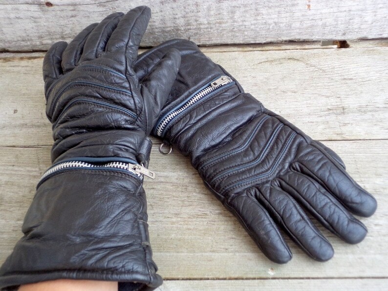 womens black leather gloves small