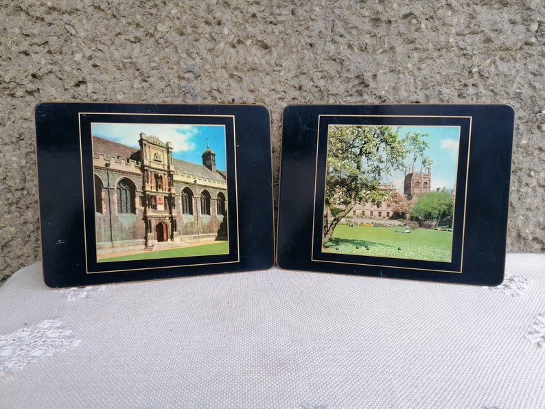 Vintage English Placemats Set of 2 Cork Acrylic Placemats Made Etsy