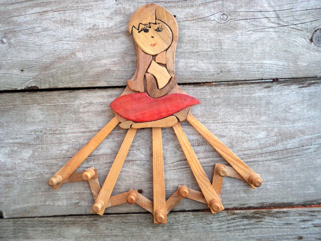 Vintage Folding Hanger Wooden Wall Hanger Girl Wall Hanger Etsy