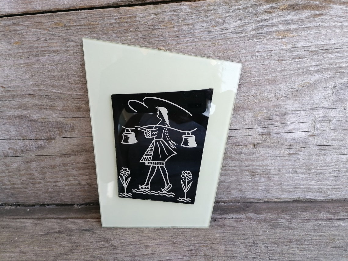 Vintage Black and White Glass Wall Decor Asymmetrical Wall Etsy