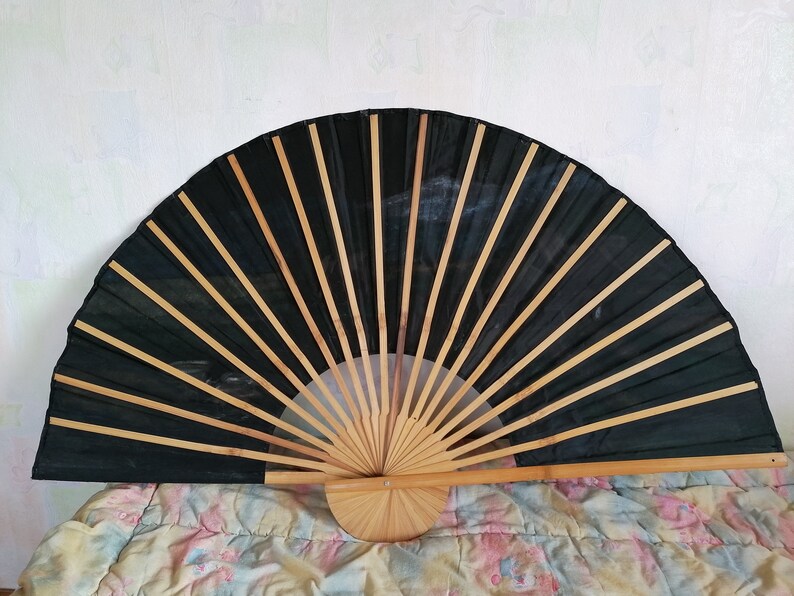 Vintage Giant Hand Painted Asian Fan Colorful Wall Hanging Etsy