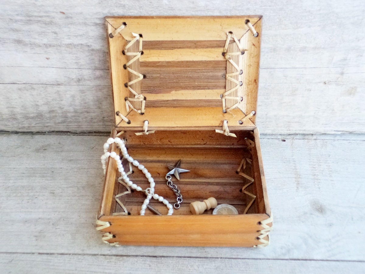 Vintage Bamboo Box Bamboo wooden Box Bamboo Jewelry Box Etsy