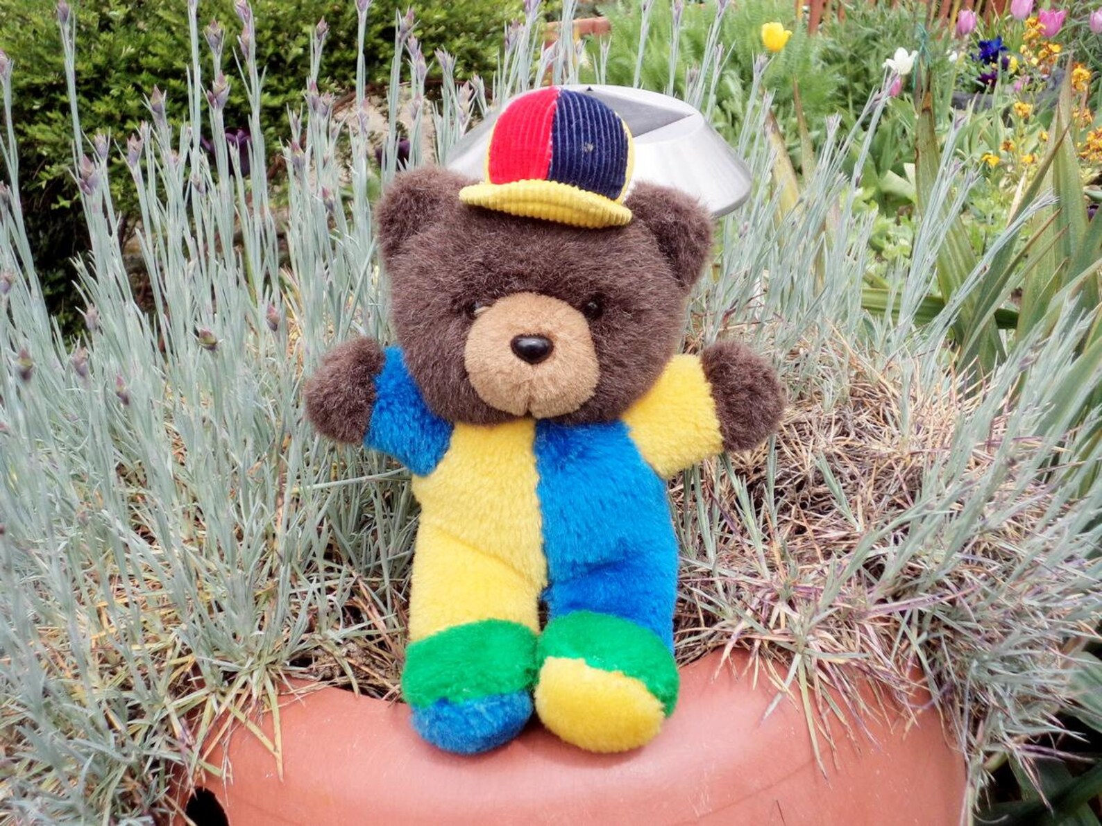 Vintage Plush Toy Plush Teddy Bear Multicolor Teddy Bear Etsy