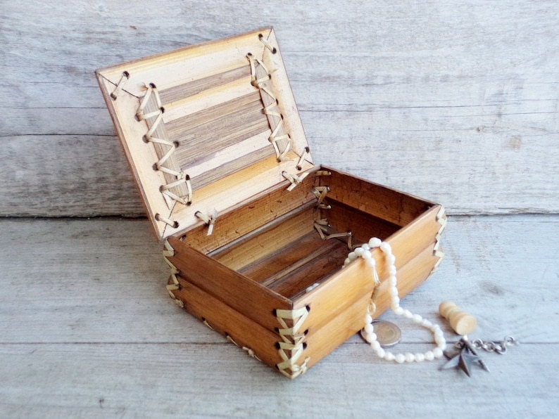 Vintage Bamboo Box Bamboo wooden Box Bamboo Jewelry Box Etsy