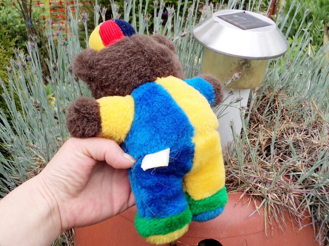 Vintage Plush Toy Plush Teddy Bear Multicolor Teddy Bear Etsy