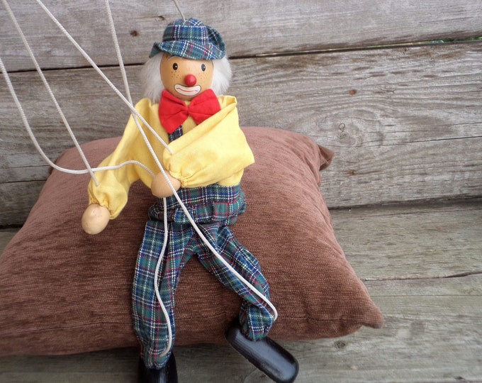 Vintage String Puppet Clown Puppet Doll Clown Etsy