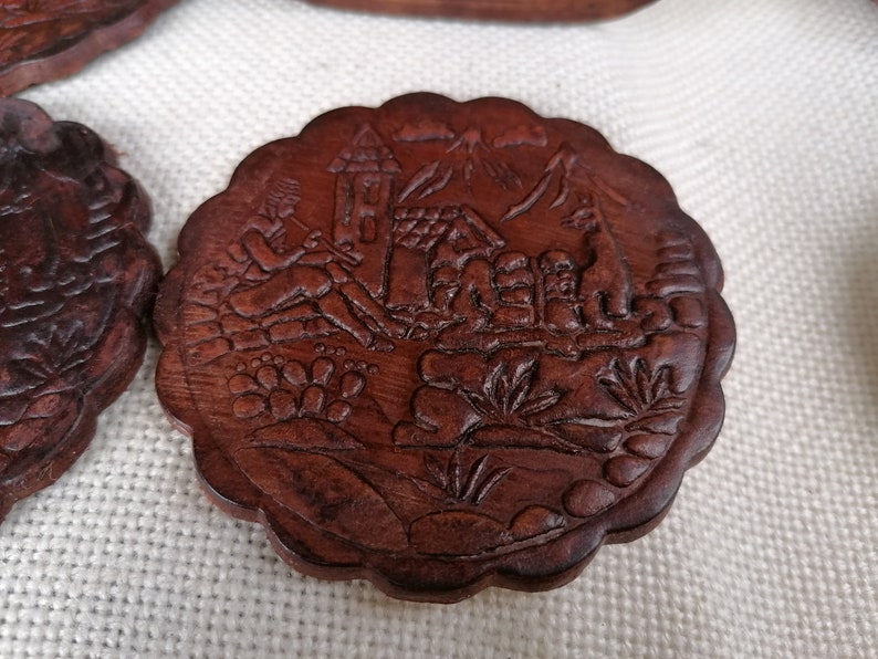 Vintage Peruvian Coasters Set of 6 Leather Coasters With Etsy