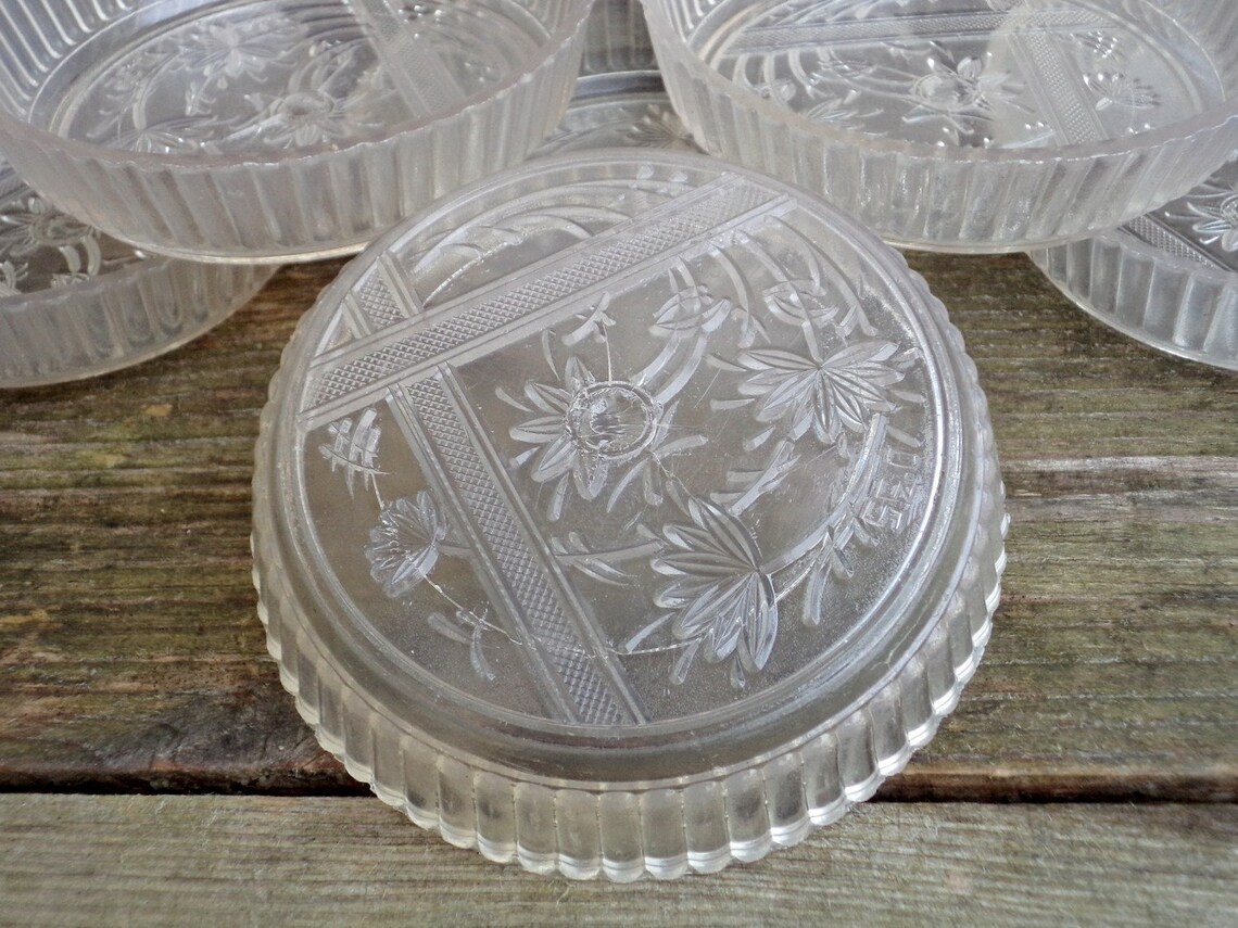 Vintage Jam Bowls Set of 6 Clear Plastic Cut Glass Looking Etsy