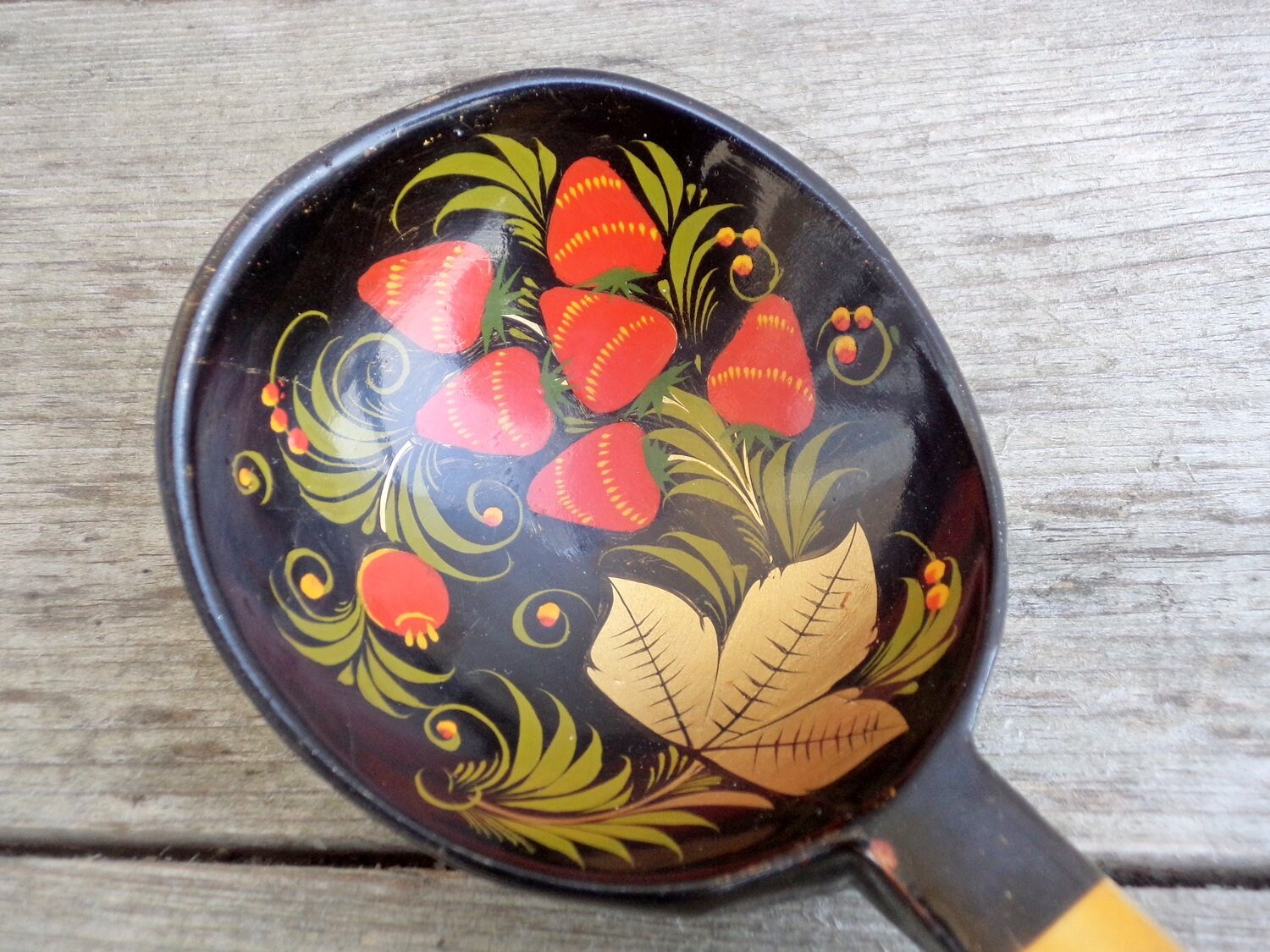 Vintage Khokhloma Ladle and Spoon Hand Painted Russian Ladle Etsy