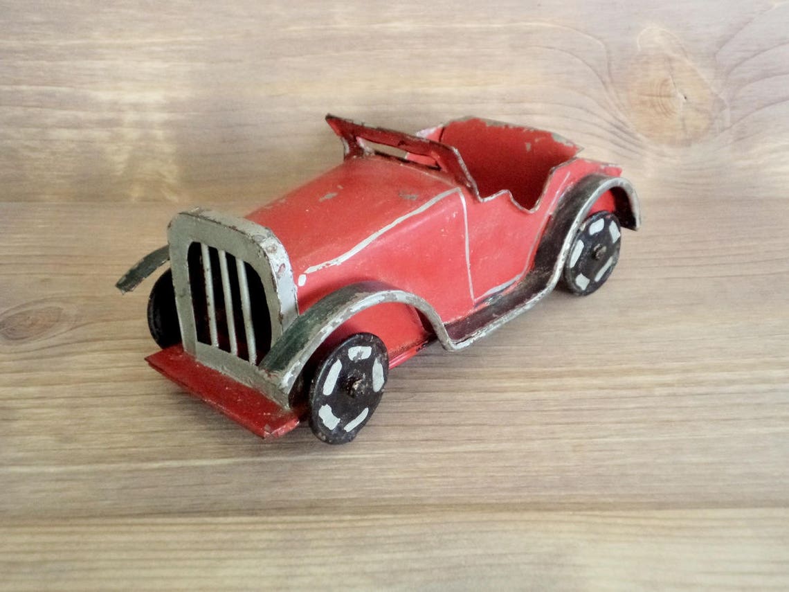 Vintage Handmade Tin Car Retro '30s Model Car Toy Red - Etsy