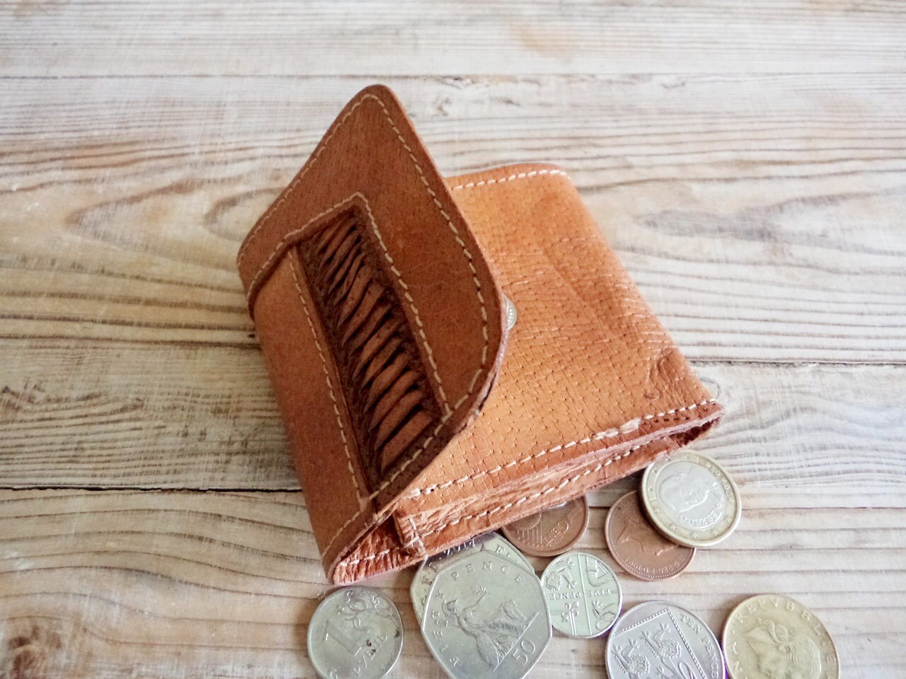 Vintage Leather Coin Purse Coin Pocket Wallet Brown Leather Etsy