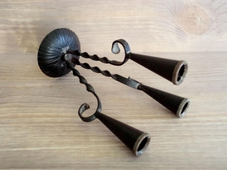 Vintage Triple Candlestick Wrought Iron Candleholder Etsy