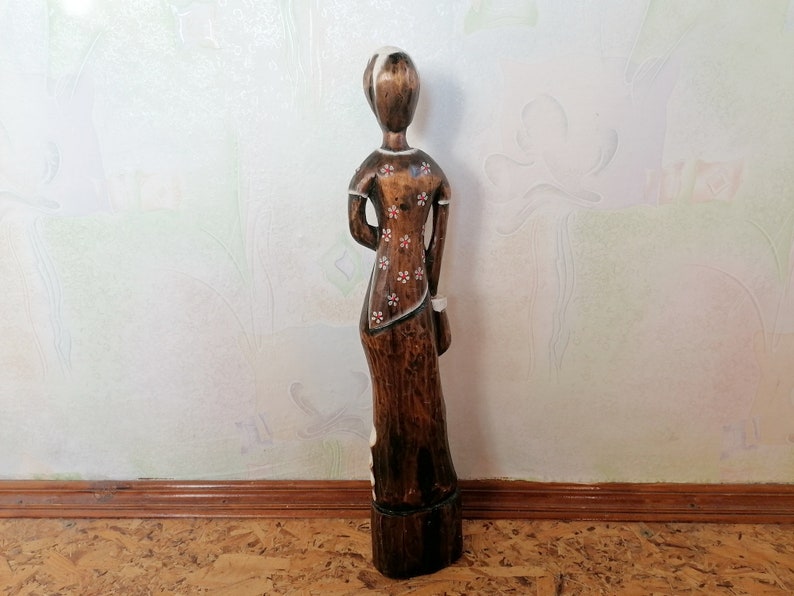 Vintage Wooden Tall African Woman Statue African Tribal Art Etsy