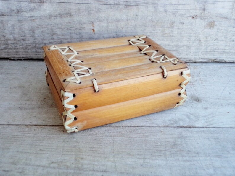 Vintage Bamboo Box Bamboo wooden Box Bamboo Jewelry Box Etsy