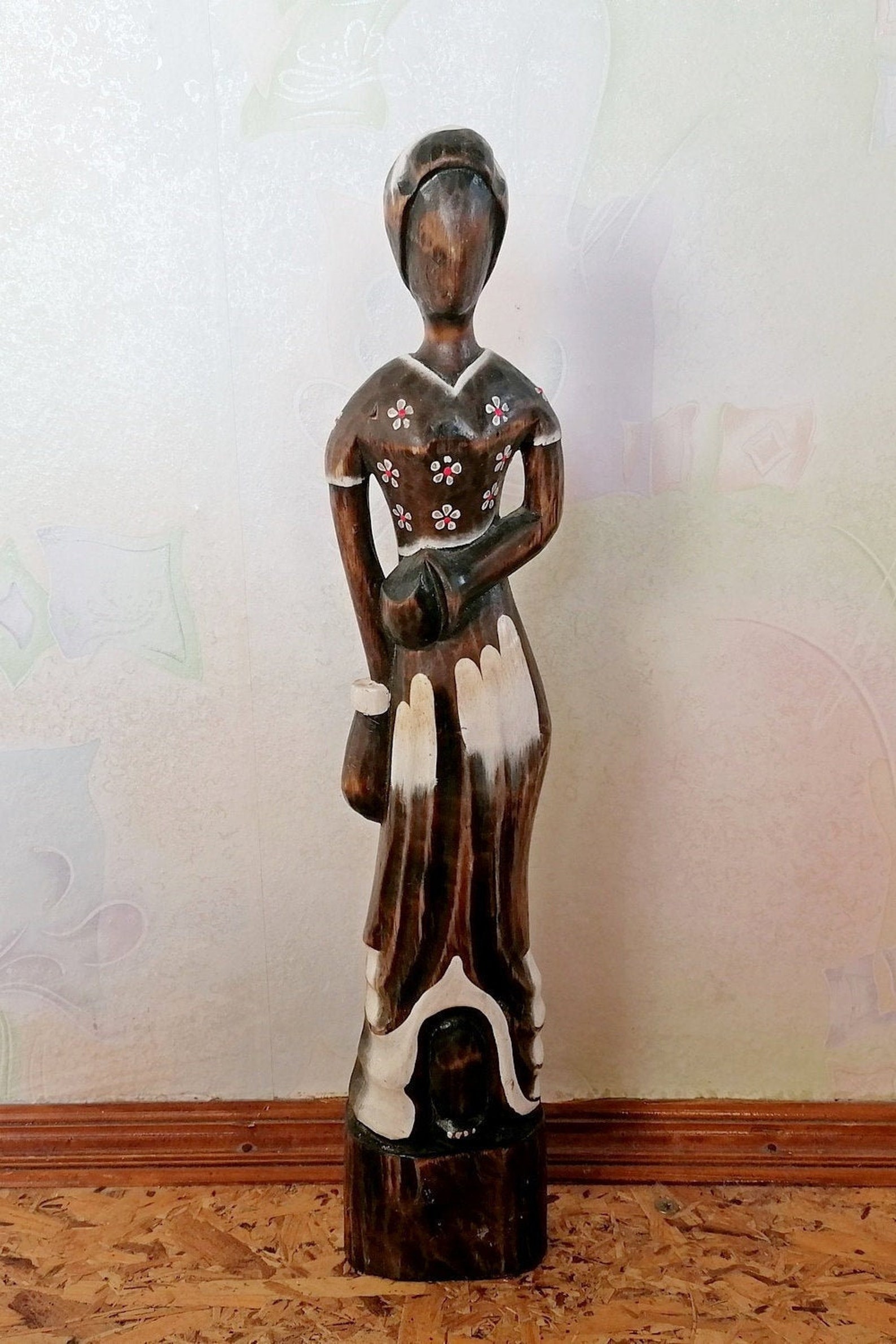 Vintage Wooden Tall African Woman Statue African Tribal Art Etsy