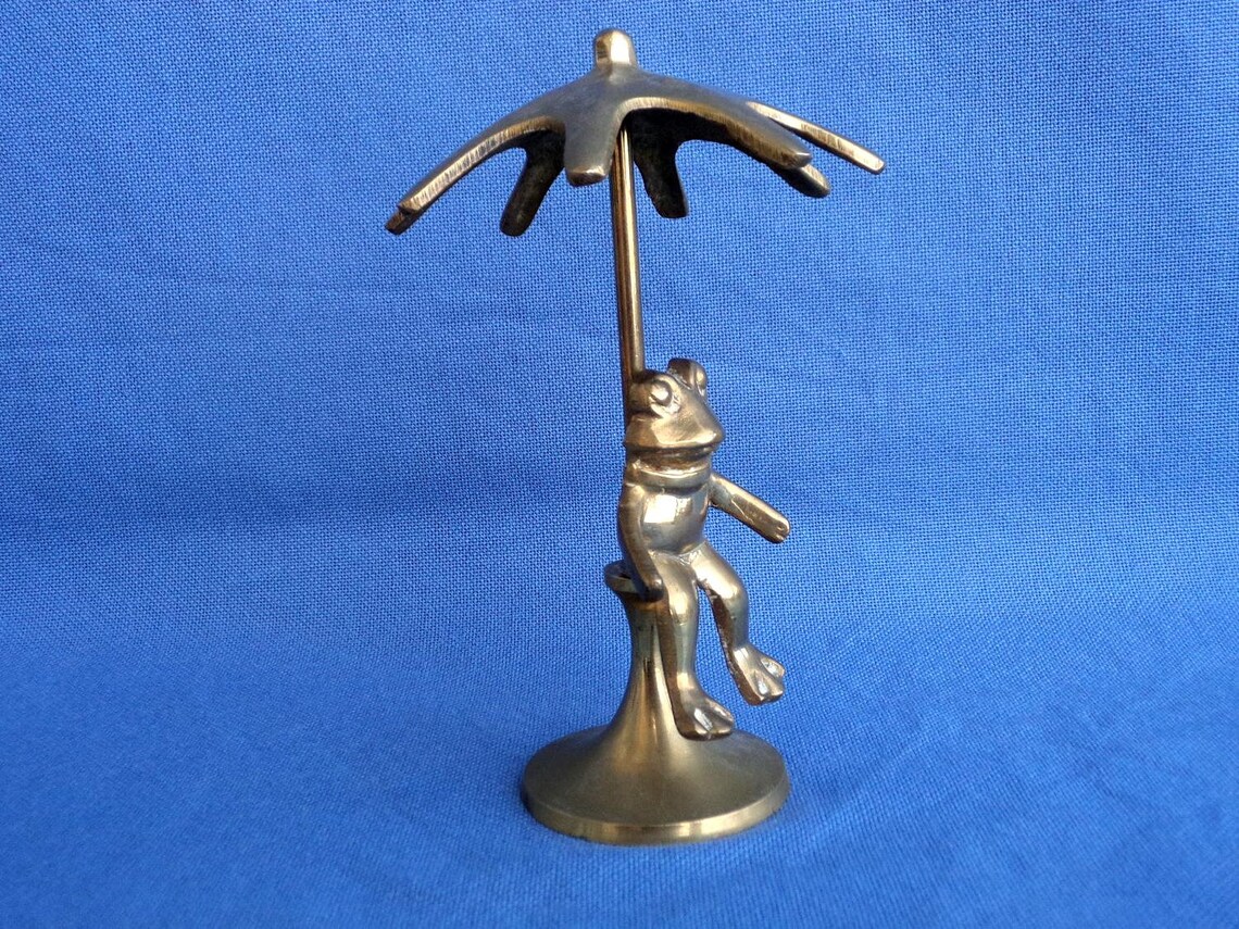 Vintage Bronze Frog with Umbrella Bronze Frog Figurine Frog Etsy