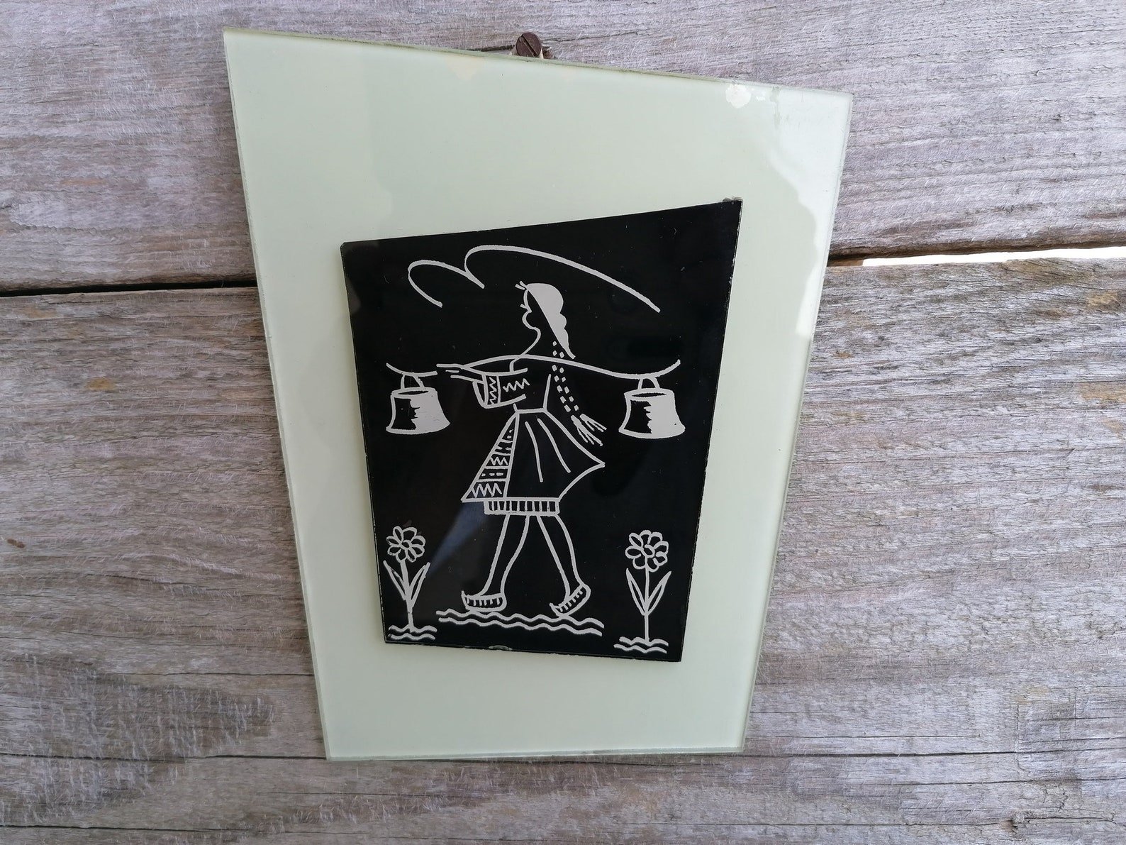 Vintage Black and White Glass Wall Decor Asymmetrical Wall Etsy