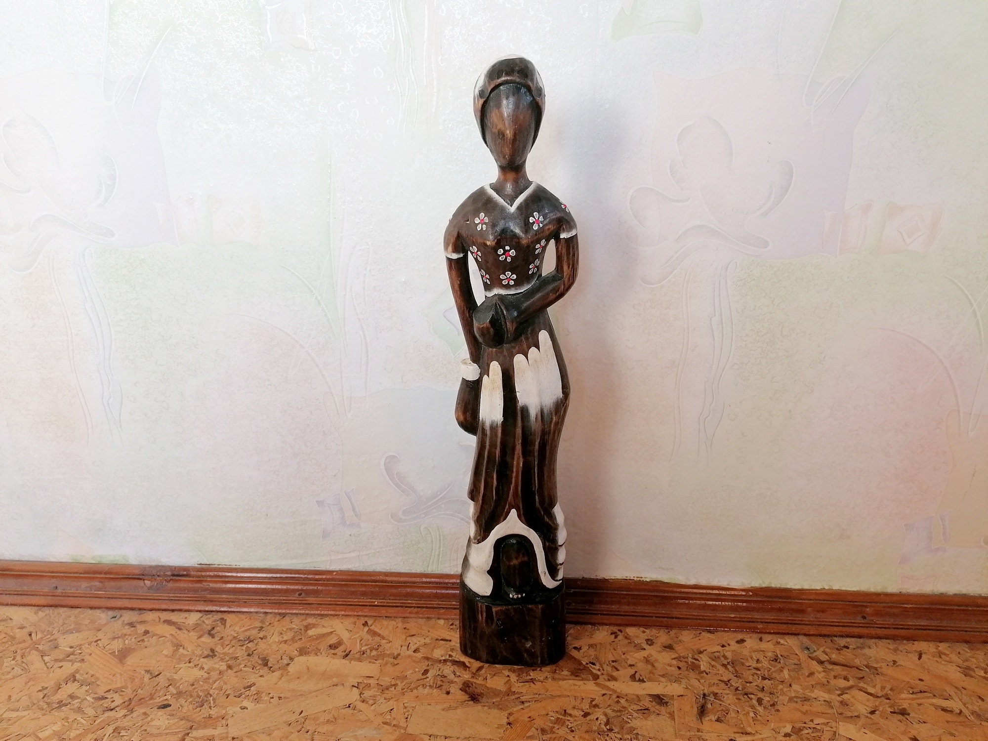 Vintage Wooden Tall African Woman Statue African Tribal Art Etsy UK