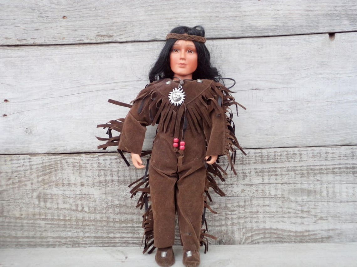 Vintage Native American Porcelain Doll Vintage Indian Boy Etsy