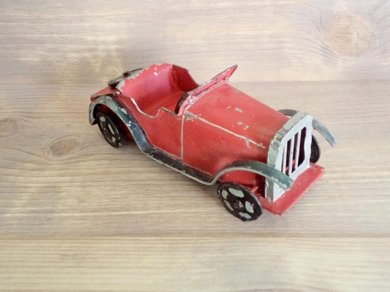 Vintage Handmade Tin Car Retro '30s Model Car Toy Red | Etsy