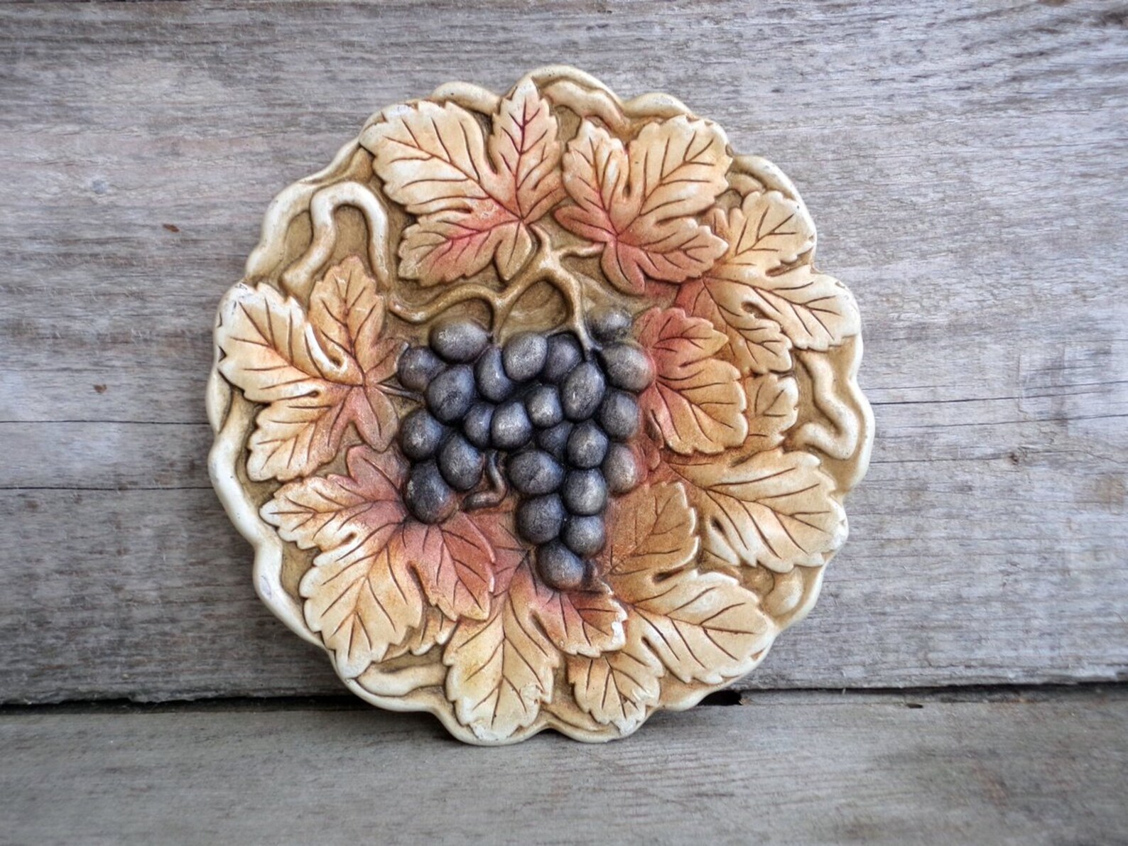 Vintage Plaster 3D Wall Hanging Grapes Plaster Fruit Tile Etsy