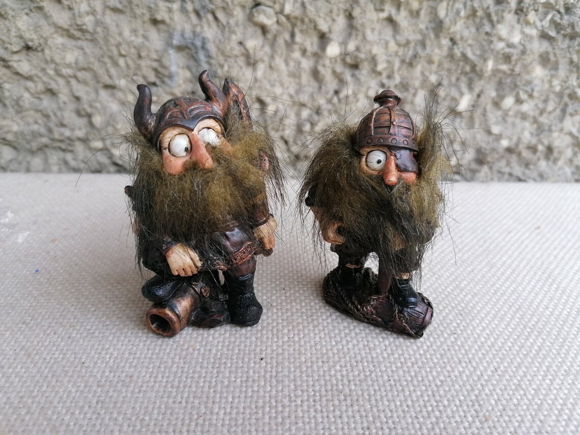 Vintage Miniature Viking Figurines Resin and Fur Figurines 2 Etsy