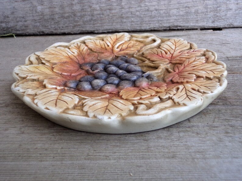 Vintage Plaster 3D Wall Hanging Grapes Plaster Fruit Tile Etsy