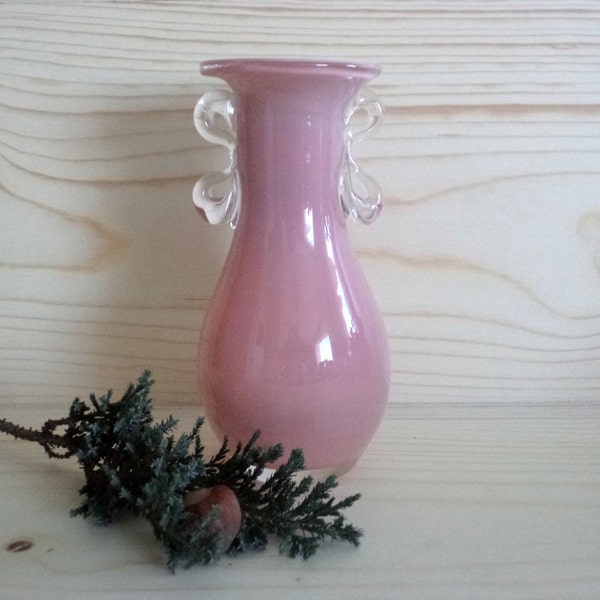 Vintage Pink Glass Vase, Frosted pink glass vase, Vintage Home Decor, Amazing Old Vase, Glass Vase from 1970