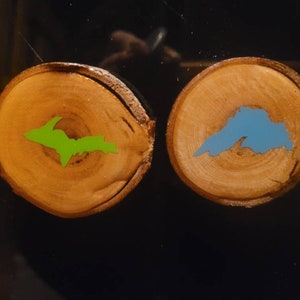UP and Lake Superior Sticker Tree Cookie Magnets - Tree Rings Epoxy Resin - Upper Peninsula Yooper UP - Marquette, MI - Great Lakes Michigan