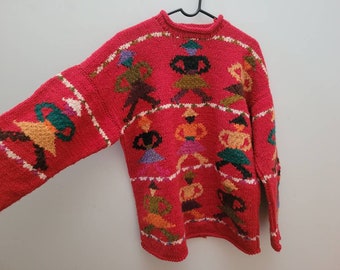 Vintage Afghan Sweater - Blue Sky Co - Made in Ecuador - NG