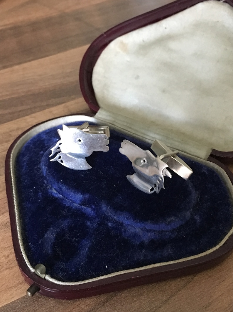 Gorgeous Vintage Marked Sterling Silver Horse Head Cufflinks 6.30gr