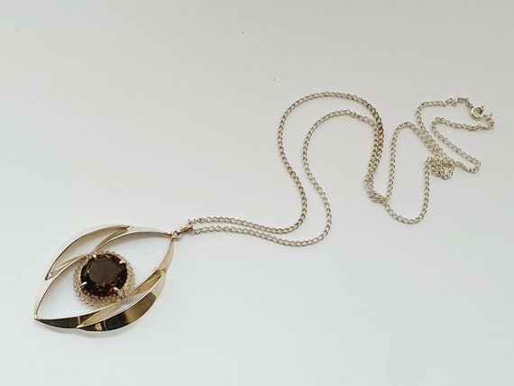 Rare 22 Modernist English Sterling Silver Smoky Qu Gem Rare 22 Modernist English Sterling Silver Smoky Qu Gem