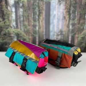 Borsa da manubrio per bicicletta con patta superiore personalizzata e borsa a tracolla o marsupio