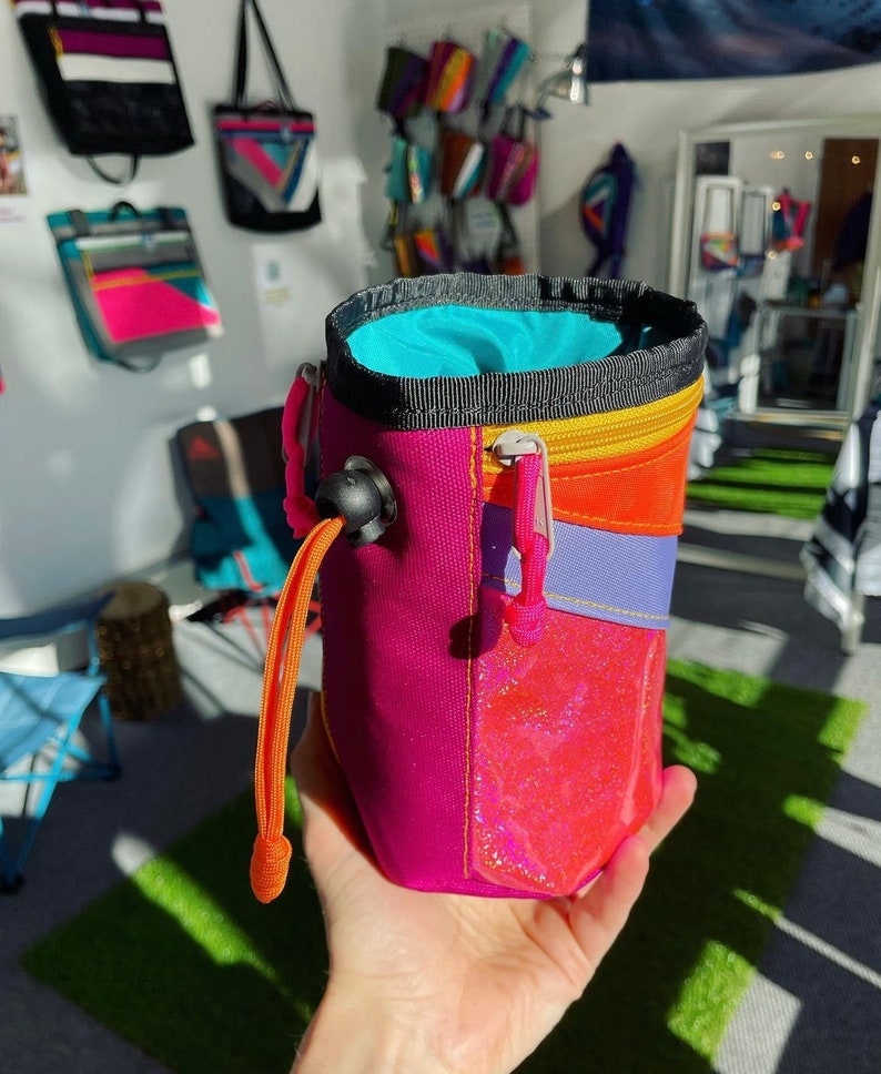 Custom Rock Climbing Chalk Bag with Zipper Pockets / Phone Holder zdjęcie 8