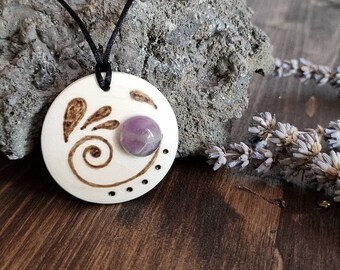 Necklace for women with stone, wood pendant necklace, gift for nature lovers, best friend birthday gift, free shipping items for women.