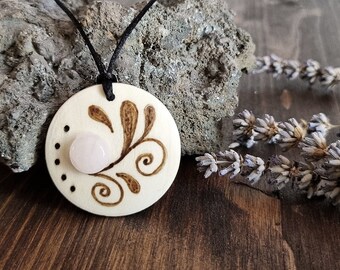 Wood pendant necklace, wooden necklace for women, nature inspired jewelry, handmade gift for sister, present for best friend, token economy.