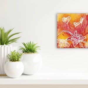 Quadri con fiori e farfalle, misura 20cm x 20cm quadri con fiori moderni decorazioni per la casa, abbellire parete della camera o salotto. immagine 1