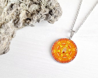 Svadhisthana necklace steinless; mandala second chakra pendant; jewels of buddhist; spiritual meaning; christmas gift for yogi.
