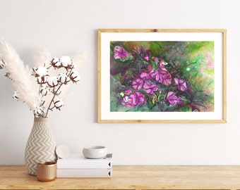 Hand-painted paintings; watercolor painting with flowers; framework for bedroom, living room, living room; gift for wedding, couple.