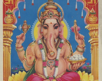 Ganesh - Vintage Indian Devotional Print