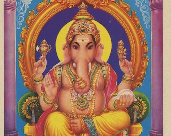 Ganesh ... Vintage Indian Hindu Devotional poster print