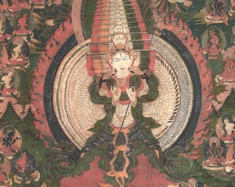 Sitapatra - Contemporary print of vintage Tibetan thanka.