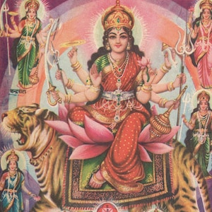 Nav Durga - Vintage Indian devotional print