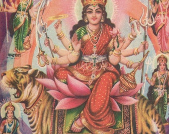 Nav Durga - Vintage Indian devotional print