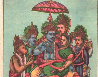 Rama & Sita ... Contemporary reprint of vintage Indian print.