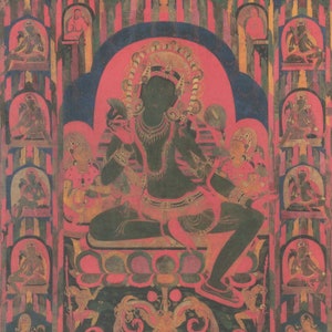 Tara Verde - Estampado contemporáneo de thanka tibetana vintage.